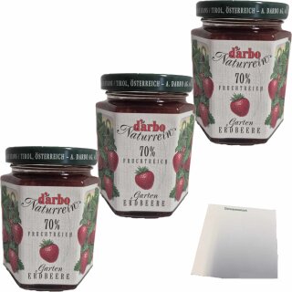 Darbo Fruchtreich Garten Erdbeere 3er Pack (3x200g Glas) + usy Block