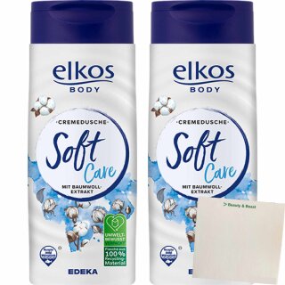 Elkos Duschcreme Soft Care 2er Pack (2x300ml Flasche) + usy Block