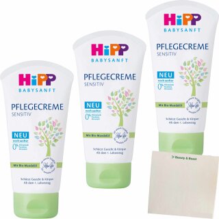 Hipp Babysanft Pflegecreme mit Mandelöl 3er Pack (3x75ml) + usy Block