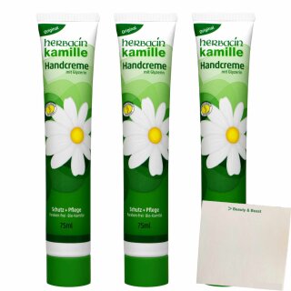 Herbacin Kamille Handcreme mit Glyzerin 3er Pack (3x75ml Tube) + usy Block