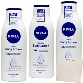Nivea Body Feuchtigkeitslotion 3er Pack (3x400ml Flasche) + usy Block