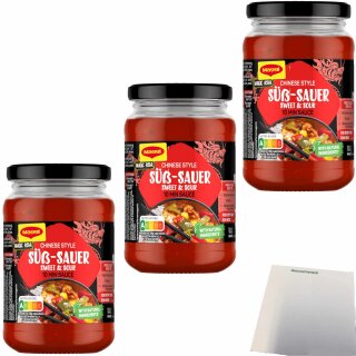 Maggi Magic Asia Sweet&Sour Sauce 3er Pack (3x355g Glas) + usy Block