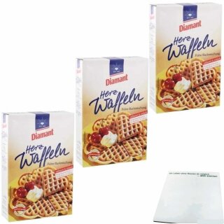 Diamant Herzwaffeln Feine Backmischung 3er Pack (3x500g Packung) + usy Block