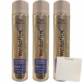 Wellaflex Haarspray Volumen Extra Stark 3er Pack (3x250ml Flasche) + usy Block