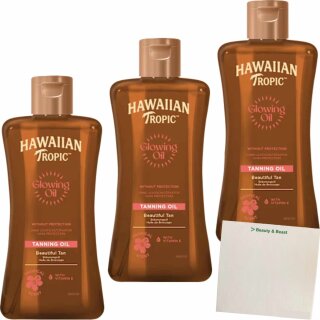 HAWAIIAN Tropic Tropical Tanning Oil Bräunungsöl LSF 0 3er Pack (3x200ml Flasche) + usy Block