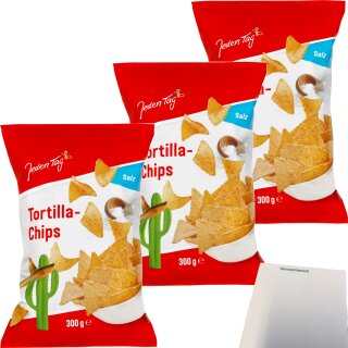 Jeden Tag Tortilla Chips Salz 3er Pack (3x300g Packung) + usy Block