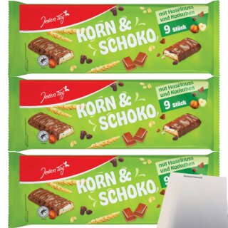 Jeden Tag Korn&Schoko m.Haselnuss&Korinthen 9er, 3er Pack (3x166,5g Packung) + usy Block