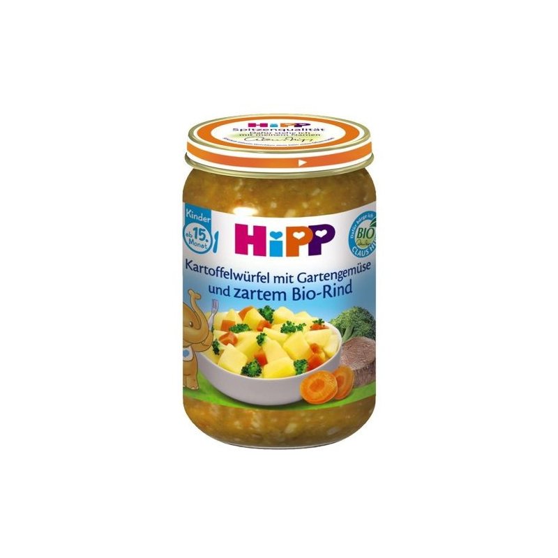 Hipp Kartoffelwürfel mit Gartengemüse und zartem Bio-Rind, 250g