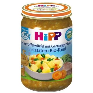 Hipp Kartoffelwürfel mit Gartengemüse und zartem Bio-Rind, 250g
