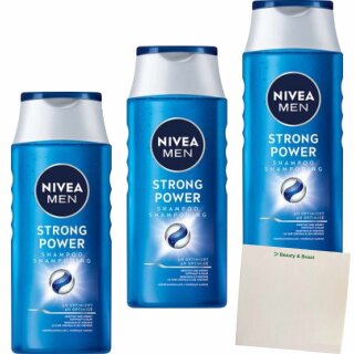 Nivea Men Shampoo Strong Power 3er Pack (3x250ml Flasche) + usy Block