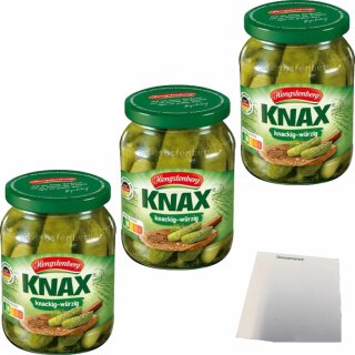 Hengstenberg Knax Gewürzgurken 3er Pack (3x330g Glas) + usy Block