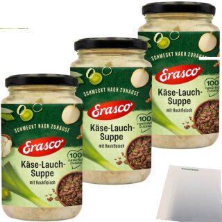 Erasco Suppe Käse-Lauch mit Hackfleisch 3er Pack (3x350ml Glas) + usy Block
