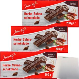 Jeden Tag Schokolade Herbe Sahne 3er Pack (3x200g Tafel) + usy Block
