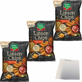 funny frisch Linsenchips Tandoori Masala 3er Pack (3x90g Beutel) + usy Block