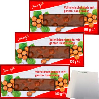Jeden Tag Schokolade Vollmilch Ganze Nuss 3er Pack (3x100g) + usy Block