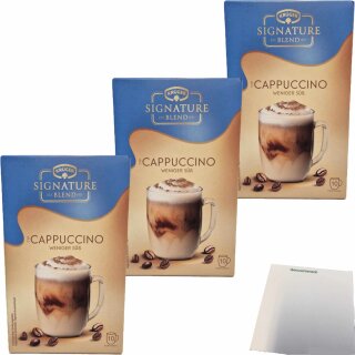 Krüger Signature Blend Cappuccino Weniger Süß 3er Pack (3x125g Packung, 30 Portionen) + usy Block