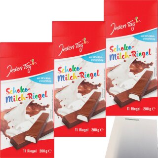 Jeden Tag Schoko-Milch-Riegel 3er Pack (3x200g Packung) + usy Block