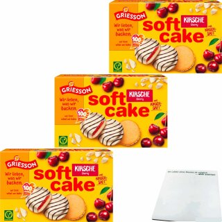 Griesson Soft Cake Kirsch 3er pack (3x300g Packung) + usy Block