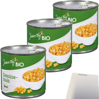 Jeden Tag Bio Gemüsemais 3er Pack (3x340g Dose) + usy Block