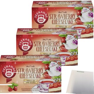 Teekanne Strawberry Cheesecake Früchtetee 3er Pack (3x40,5g Teebeutel) + usy Block