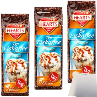 Hearts Eiskaffee Karamell 3er Pack (3x1Kg Beutel) + usy Block
