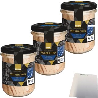 EDEKA Genussmomente Weisser Thun Filets in eigenem Saft und Aufguss 3er Pack (3x190g Glas) + usy Block