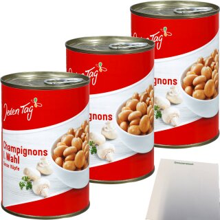 Jeden Tag Champignons I. Wahl ganze Köpfe 3er Pack (3x425ml) + usy Block