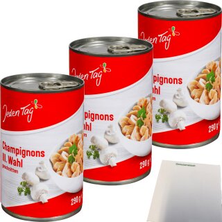 Jeden Tag Champignons III. Wahl geschnitten 3er Pack (3x314ml Dose) + usy Block