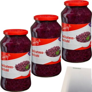 Jeden Tag Delikatess Rotkohl 3er Pack (3x720ml Glas) + usy Block