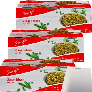 Jeden Tag Erbsen geschrumpft 3er Pack (3x3x212ml Dose) + usy Block