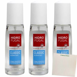 Hidrofugal Deo Zerstäuber Klassik 3er Pack (3x75ml Glas) + usy Block