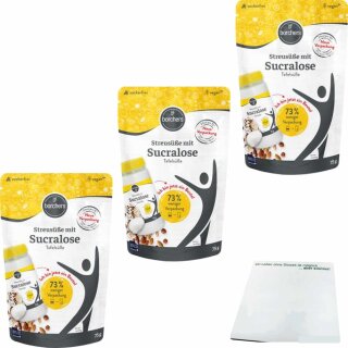 Borchers Streusüße Tafelsüße Sucralose 3er Pack (3x75g Packung) + usy Block