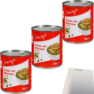 Jeden Tag Erbsen sehr fein mit Möhren 3er Pack (3x850ml Dose) + usy Block