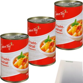 Jeden Tag Fruchtcocktail 5-Frucht mit Kirschen 3er Pack (3x425ml) + usy Block
