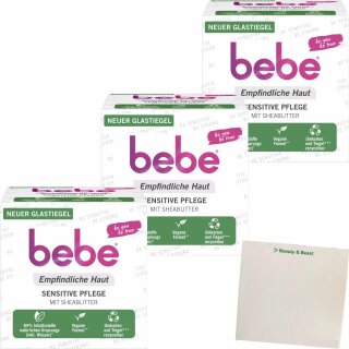 bebe Sensitive Pflege Empfindliche Haut Beruhigende Feuchtigkeitscreme 3er Pack (3x50ml) + usy Block