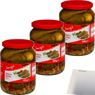 Jeden Tag Gewürzgurken Auslese 3er Pack (670ml Glas) + usy Block