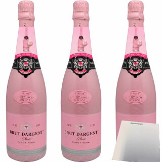 Brut Dargent Ice Rosé Pinot Noir Halbtrocken Sekt 3er Pack (3x0,75l Flasche) + usy Block