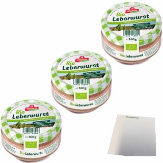 Müllers Leberwurst 3er Pack (3x160g Glas) + usy Block