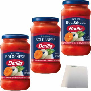 Barilla Pastasauce Base per Bolognese 3er Pack (3x400g Glas) + usy Block