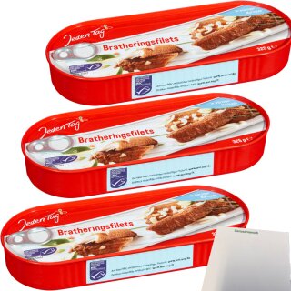 Jeden Tag MSC Bratherings-Filets in würz. Marinade 3er Pack (3x325g Dose) + usy Block