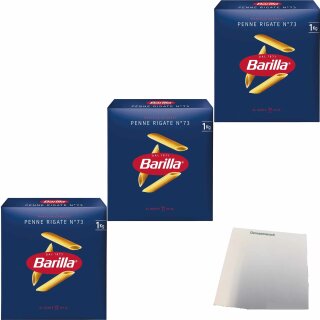 Barilla Penne Rigate N. 73 3er Pack (3x1kg Packung) + usy Block