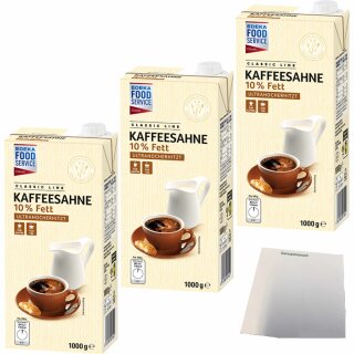 Edeka Food Service Kaffeesahne 10% Fett Ultrahocherhitzt 3er Pack (3x1kg Packung) + usy Block