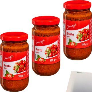 Jeden Tag Pesto Rosso 3er Pack (3x190g Glas) + usy Block