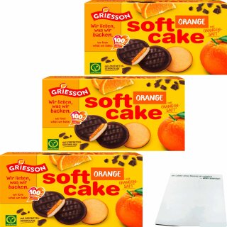 Griesson Soft Cake Orange mit Fruchtfüllung 3er Pack (3x300g Packung) + usy Block