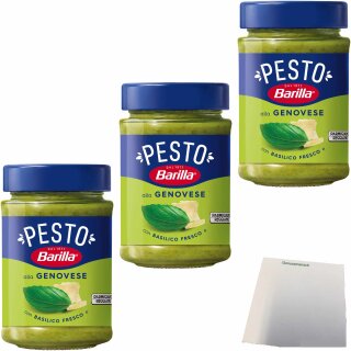 Barilla Pesto alla Genovese 3er Pack (3x190g Glas) + usy Block