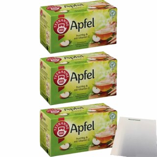 Teekanne Fruchtiger Apfel 20 Teebeutel 3er Pack (3x60g Packung) + usy Block