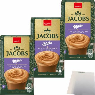 Jacobs Cappuccino Milka 3er Pack (3x8 Sticks 3x126,4g Packung) + usy Block