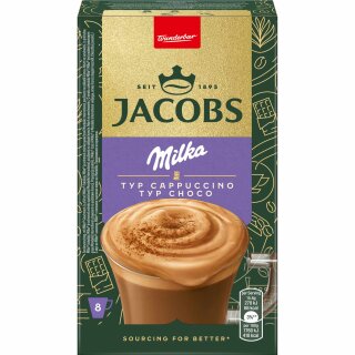 Jacobs Cappuccino Milka ( 8 Sticks 126,4g Packung) Restposten Sonderpreis MHD 22.11.2023