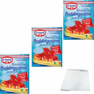 Dr. Oetker Backfeste Puddingcreme Vanille 3er Pack (3x40g Packung) + usy Block