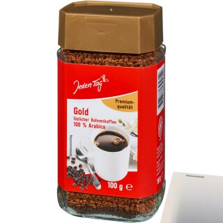 Jeden Tag Gold Instant Kaffee 3er Pack (3x100g Glas) + usy Block